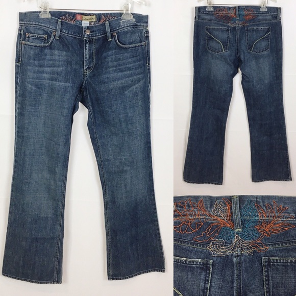 🌺OLD NAVY Boot Cut Jeans-Embroidered-Size 12 Reg - Picture 1 of 6